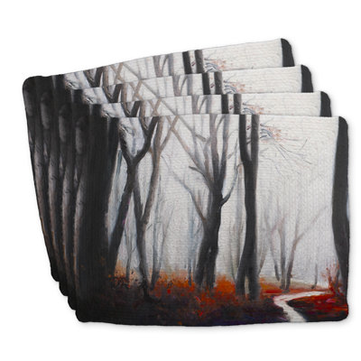 Braided Polyester Placemats Set of 4 - Mysterious Forest Design