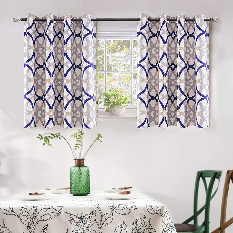 Hambly Geometric Blackout Curtains for Living Room Thermal Insulated Room Darkening Geo Moroccan Mid Century Grommet Bedroom Drapes