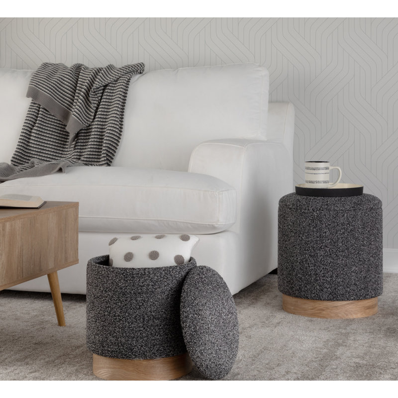  Ensemble de repose-pieds Callum avec base en bois naturel, Noir