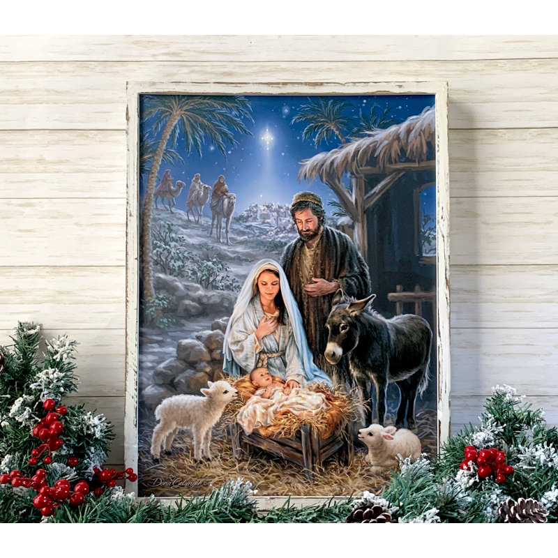 Toile en fibre optique à DEL 18 x 24 A Savior is Born