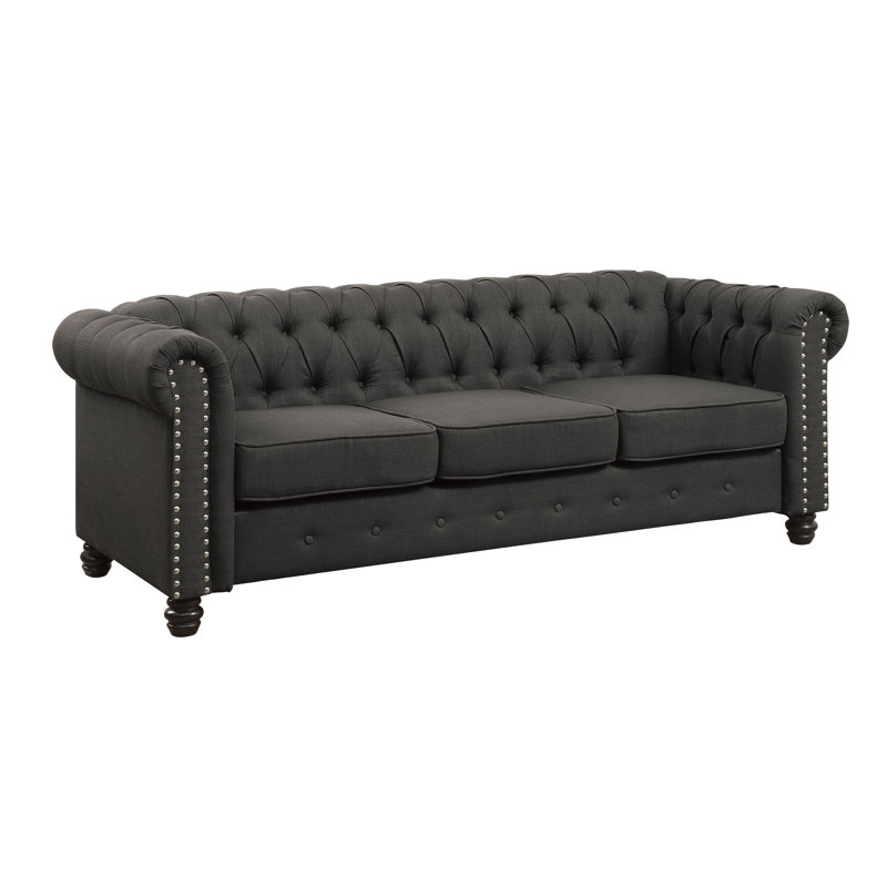 Canapé Chesterfield Cathirine, Polyester gris