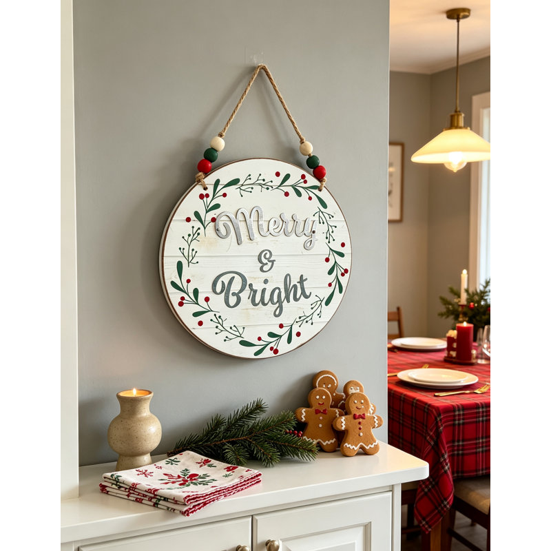 Plaque de Noël décorative avec perles en bois
