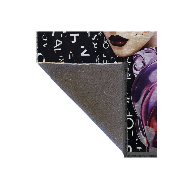 Tapis abstrait mauve à motif de roses, Sous-tapis rectangulaire 4 pi 7 po x 6 pi 7 po inc