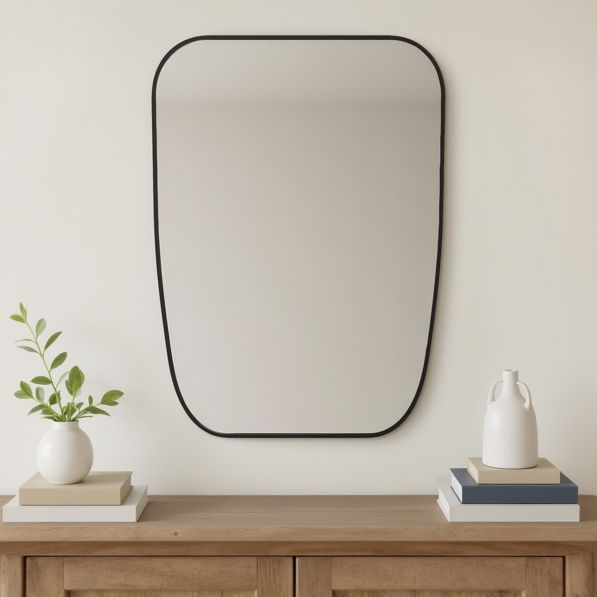 Sirona Metal Asymmetrical Wall Mirror, Black