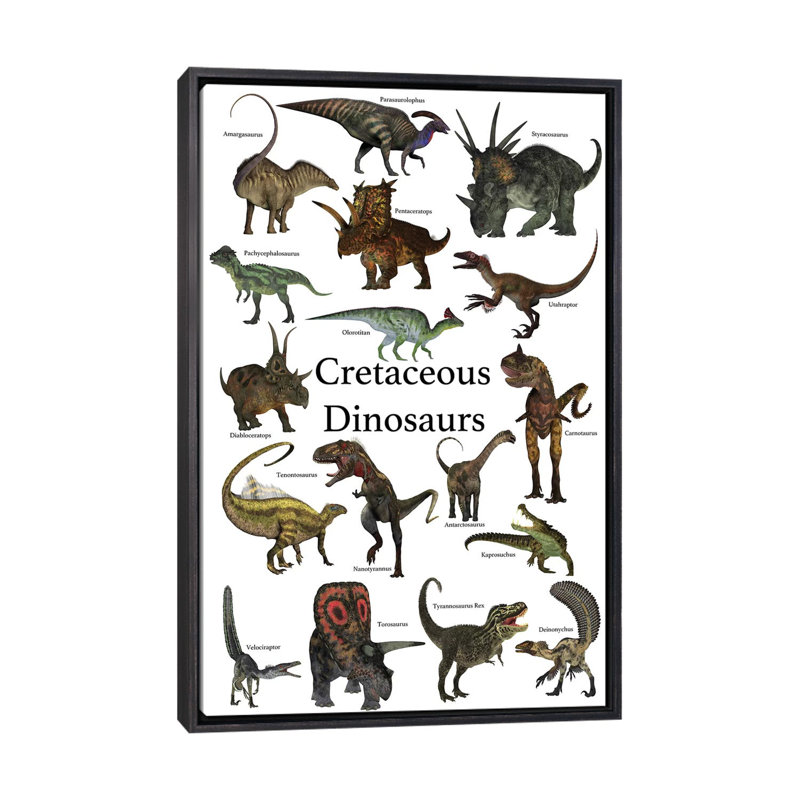 Affiche des dinosaures préhistriques pendant la période du Crétacé par Corey Ford - impression d'art graphique, Pas de tapis