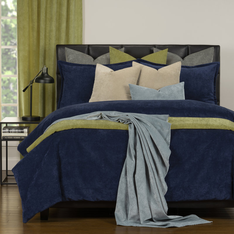 Polyester Channel Duvet Cover & Insert, Queen Duvet Cover + 6 Additional Pieces, Blue Bell
