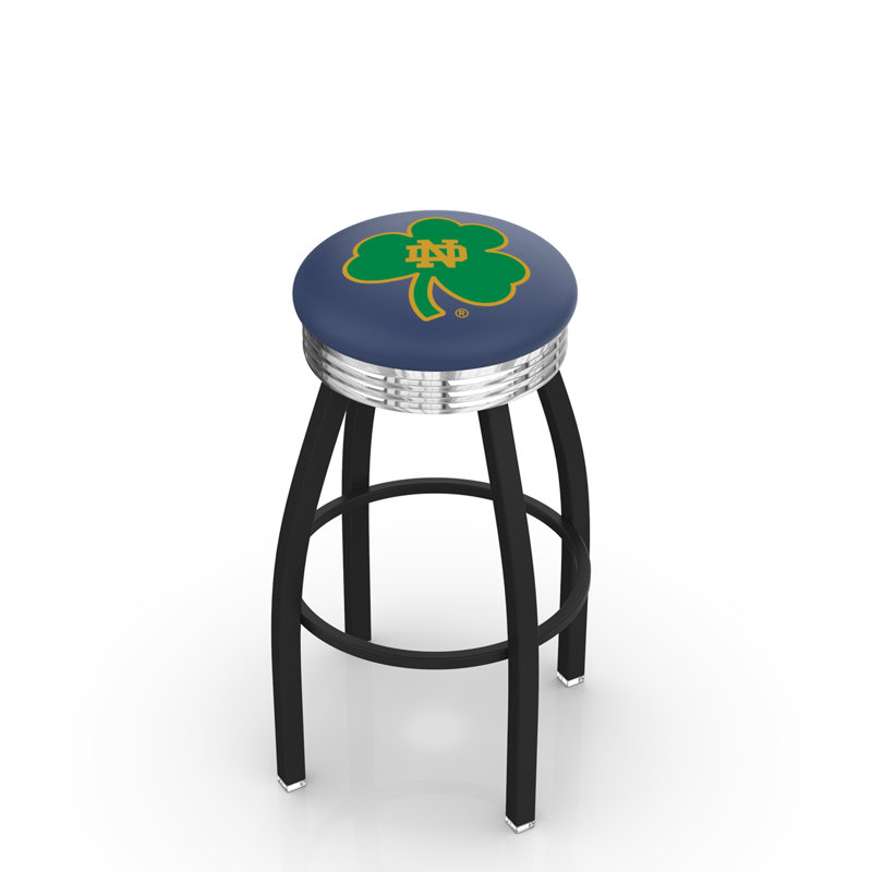 Tabouret de bar Logo Series, Tabouret de bar d'une hauteur de siège de 30 po, Chrome soudé solide, Notre Dame (trèfle)