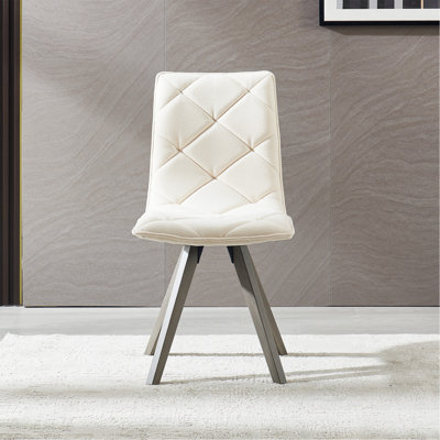 Ensemble de chaises de salle à manger 2 pièces / chaises de cuisine Mid-Century moderne avec pieds en bois et coussin en tissu pour le salon