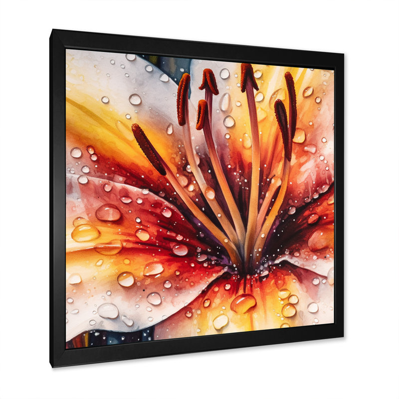 Sérénade orange sur toile, Cadre photo noir, H 16 po x l 16 po x P 1 po