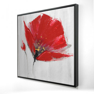 "Deux fleurs rouges sur fond gris"