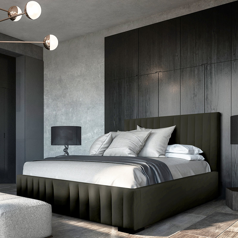 Duro Upholstered Ottoman Storage Bed, Black, European Double (140 x 200cm)