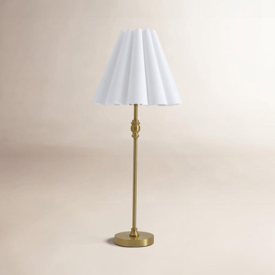 30.5'' Table Lamp with Pleated Linen Lampshade, Modern Flower Table Lamp for Living Room Bedroom