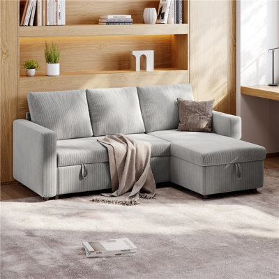 Moda Form 3-Seater L-Shaped Sofa Bed, Convertible Corner Sofa with Reversible Chaise & Pull Out Trundle Bed  for Small Living Rooms, Apartments