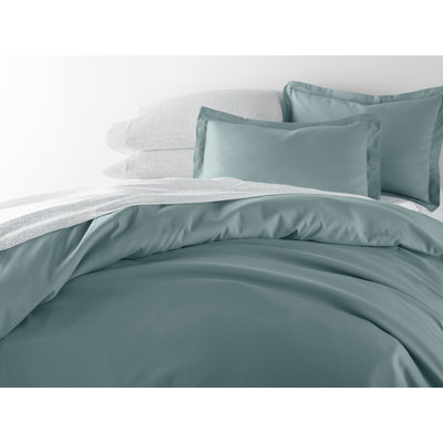 8-Piece Bedding Bundle - Solid Duvet Cover, Comforter Insert, and Patterned Sheet Set