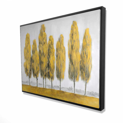 Abstract Yellow Trees - Framed Canvas Home Decor Landscape
