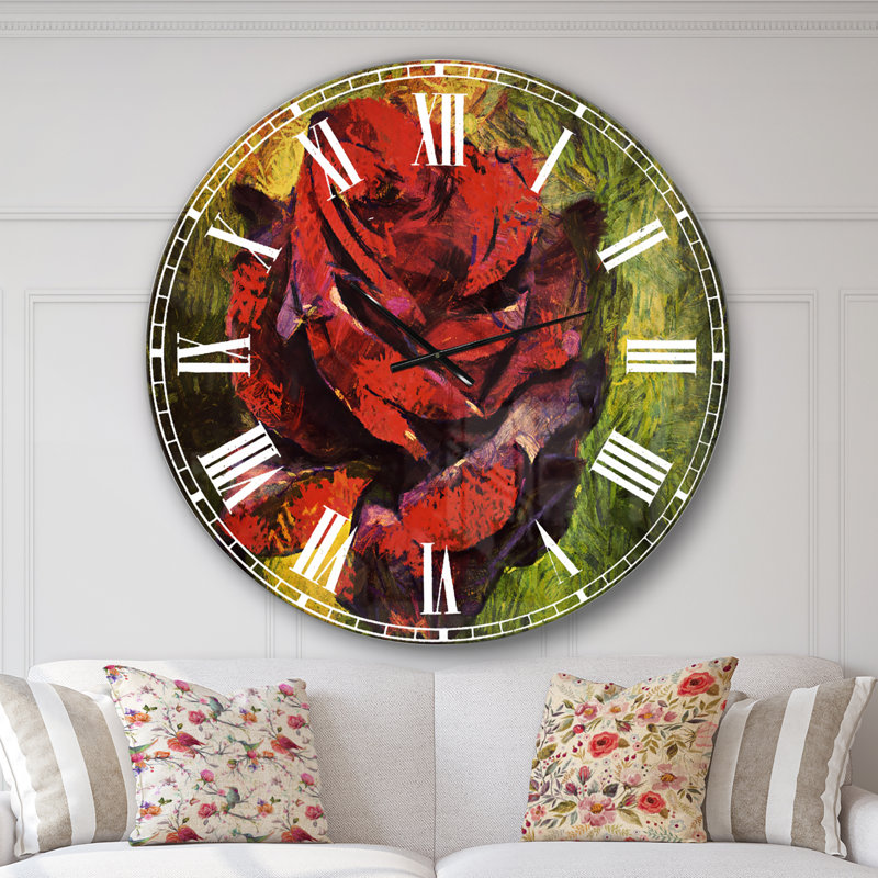 Illustration d'une rose rouge sur fond vert, Surdimensionné