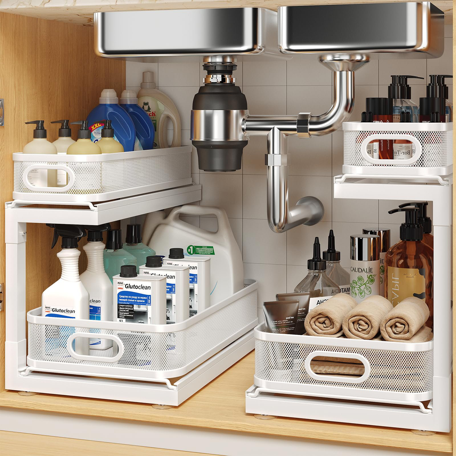 Rebrilliant 2-Pack Under Sink Storage Organizer With 2-Tier Slide Out ...