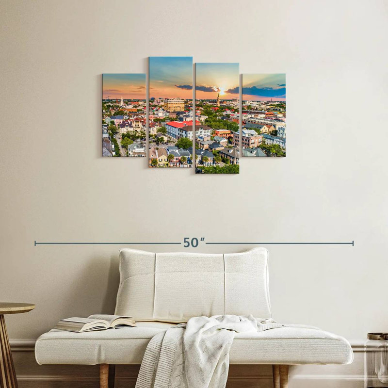 Vue aérienne du centre-ville de Nicci, Charleston, H 22 po x l 36 po