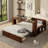 Wooden Storage Daybed With Removable Desk, Storage Drawers & Hydraulic Side Table-237631414-237631416