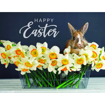 " Happy Easter Bunny And Flowers "