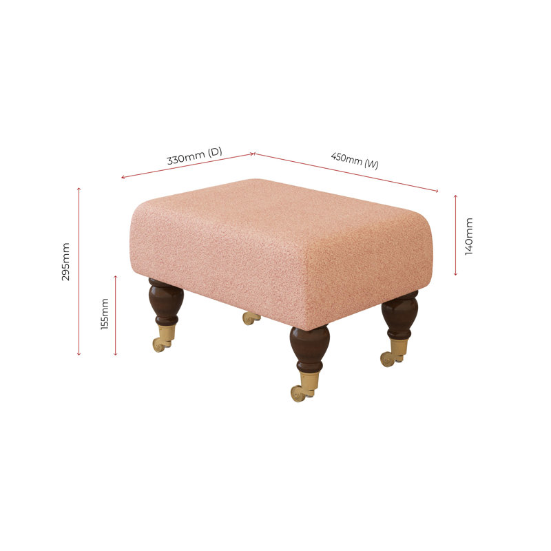 Autryville Wood Caster Leg - Plush, Pink, Mahogany, Boucle