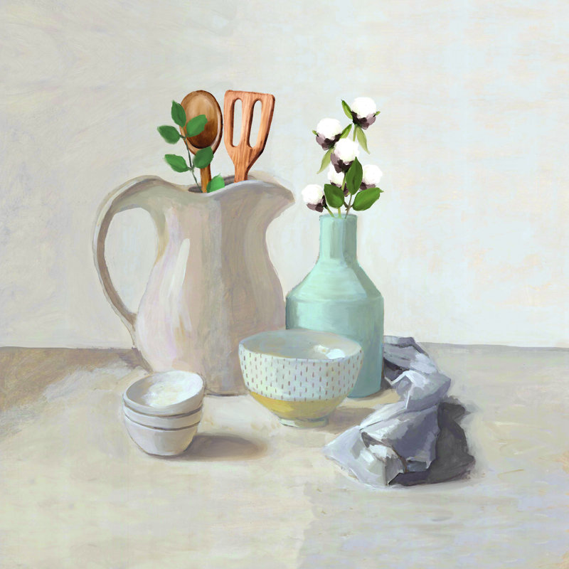 Simple Kitchen Still Life - Wrapped Canvas Painting, 76cm H x 76cm W x 3.8cm D