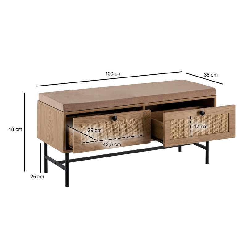 Polyester Blend Upholstered Storage Bench