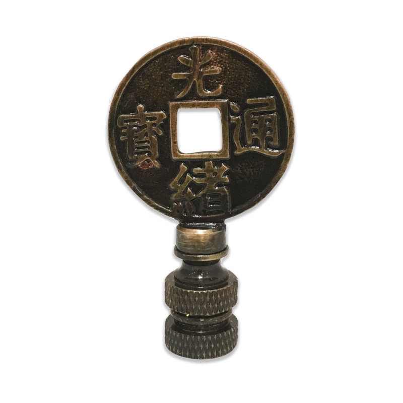 Faîteau de lampe symbol asiatique, Laiton antique