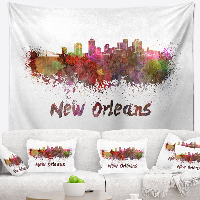 New orleans skyline tapisserie Cityscape, H 50 po x l 60 po