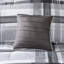Lit simple / simple Xl Plaid Bedding - Édredon moderne noir et gris avec 2 taies décoratives-118640940