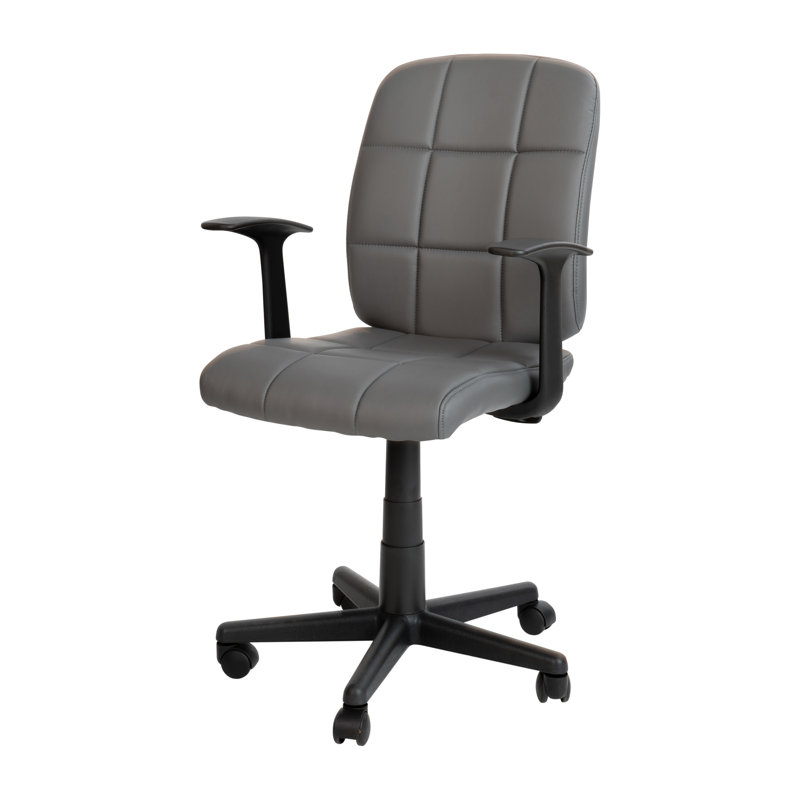 Chaise de bureau pivotante en vinyle Bonavant, Avec accoudoirs, Gris
