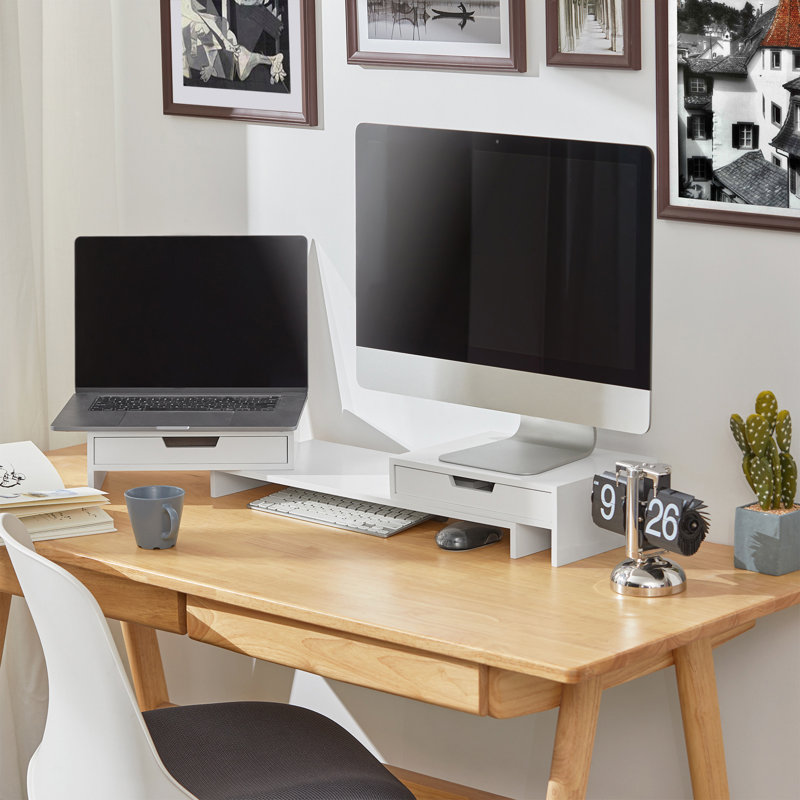 Primavera Wood Monitor Stand, White