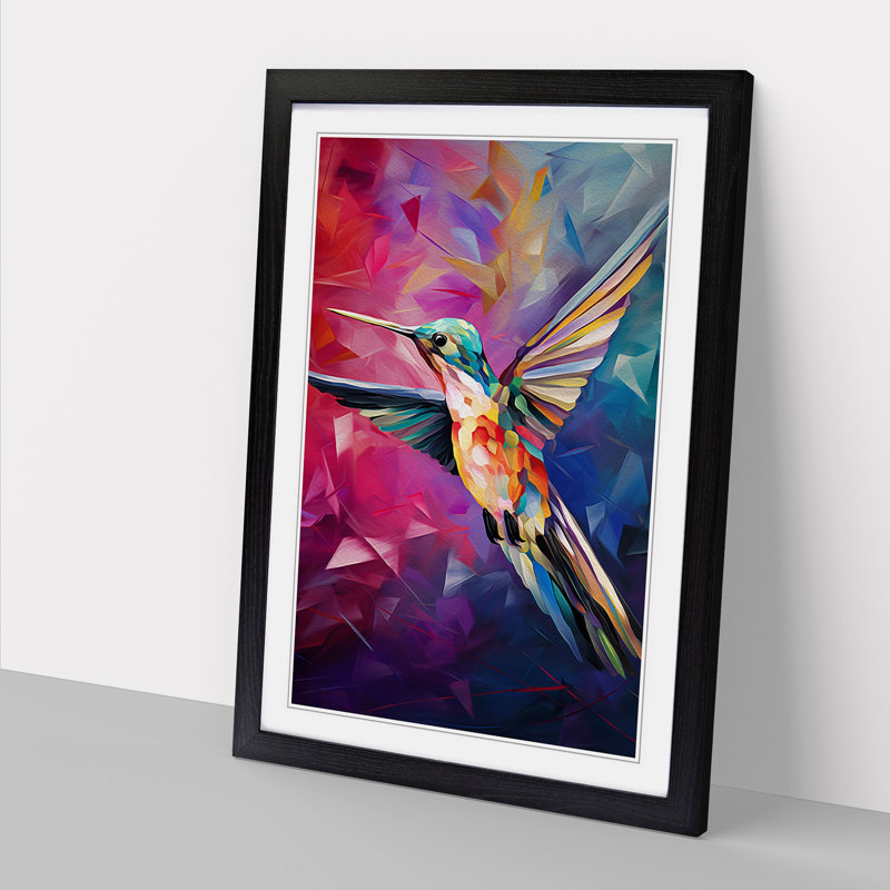 Hummingbird Cubism No.2 - Framed Print, Black Framed, 64cm H x 46cm W x 2cm D