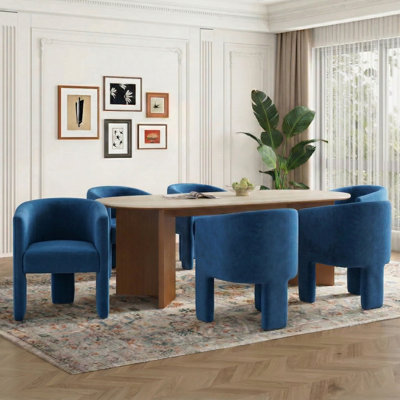 Bucket-Shaped Velvet Armchair For Dining