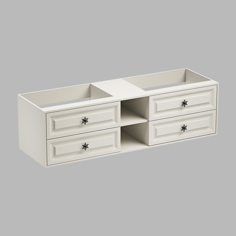 Wall Mount Fits Double Sink Bathroom Vanity - Base Only (Top Not Included), Khaki