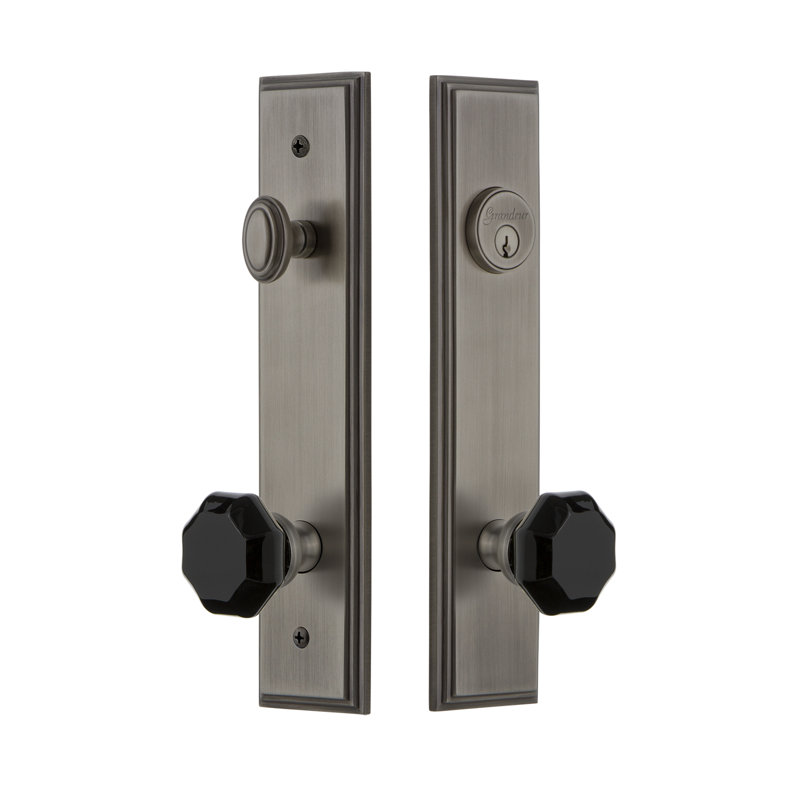 Carré Complete Entry Knob Set with Deadbolt, Antique Pewter, 2.375"
