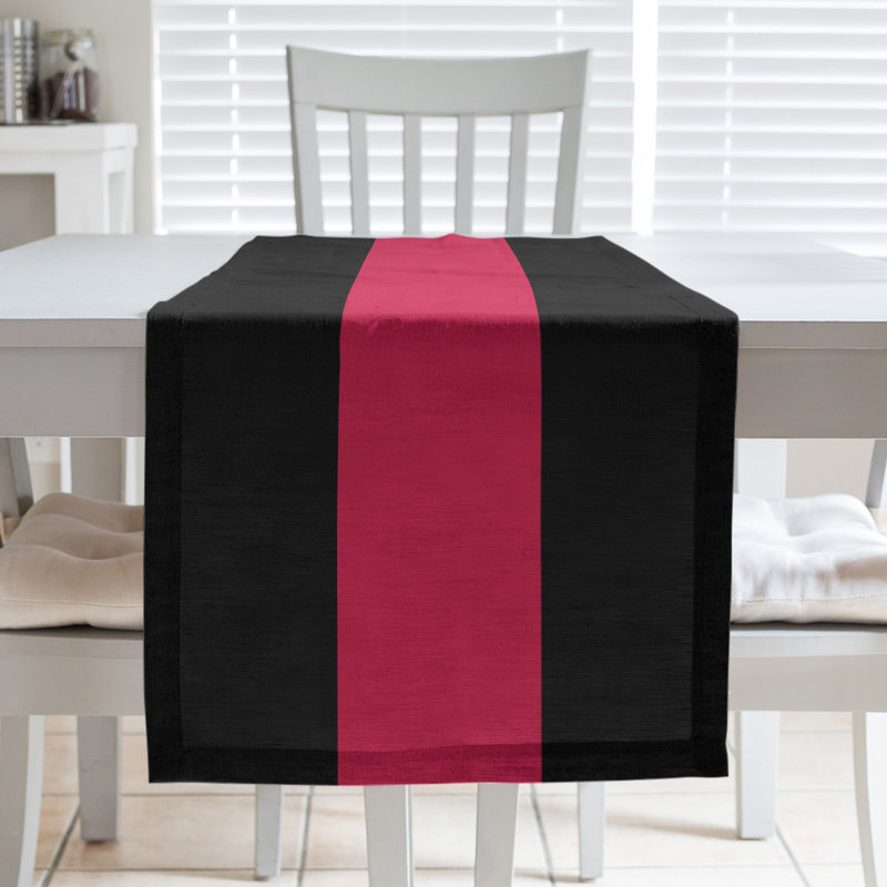 Chicago Basketball Table Runner, 72" L x 16" W, Black/Red/Black, Poly Twill