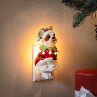 Heartfelt Cheer Nightlight Ceramic Dog Bulldog, 6"H
