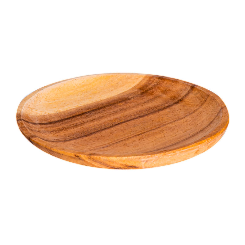 Assiette à dessert ronde ronde en bois d'acacia