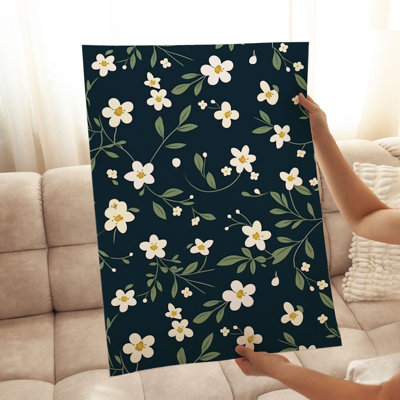 Floral Jasmine Flowers Pattern III Modern Unframed Art Print