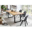 Seraphine Oak Solid Wood Top Metal Base Dining Table-577557553