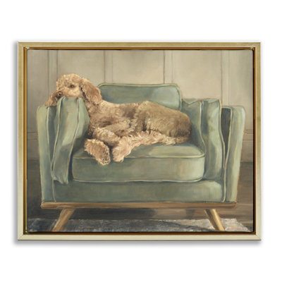 «Labradoodle Lounging on Canapé», art mural encadré par Floater, par Ethan Harper