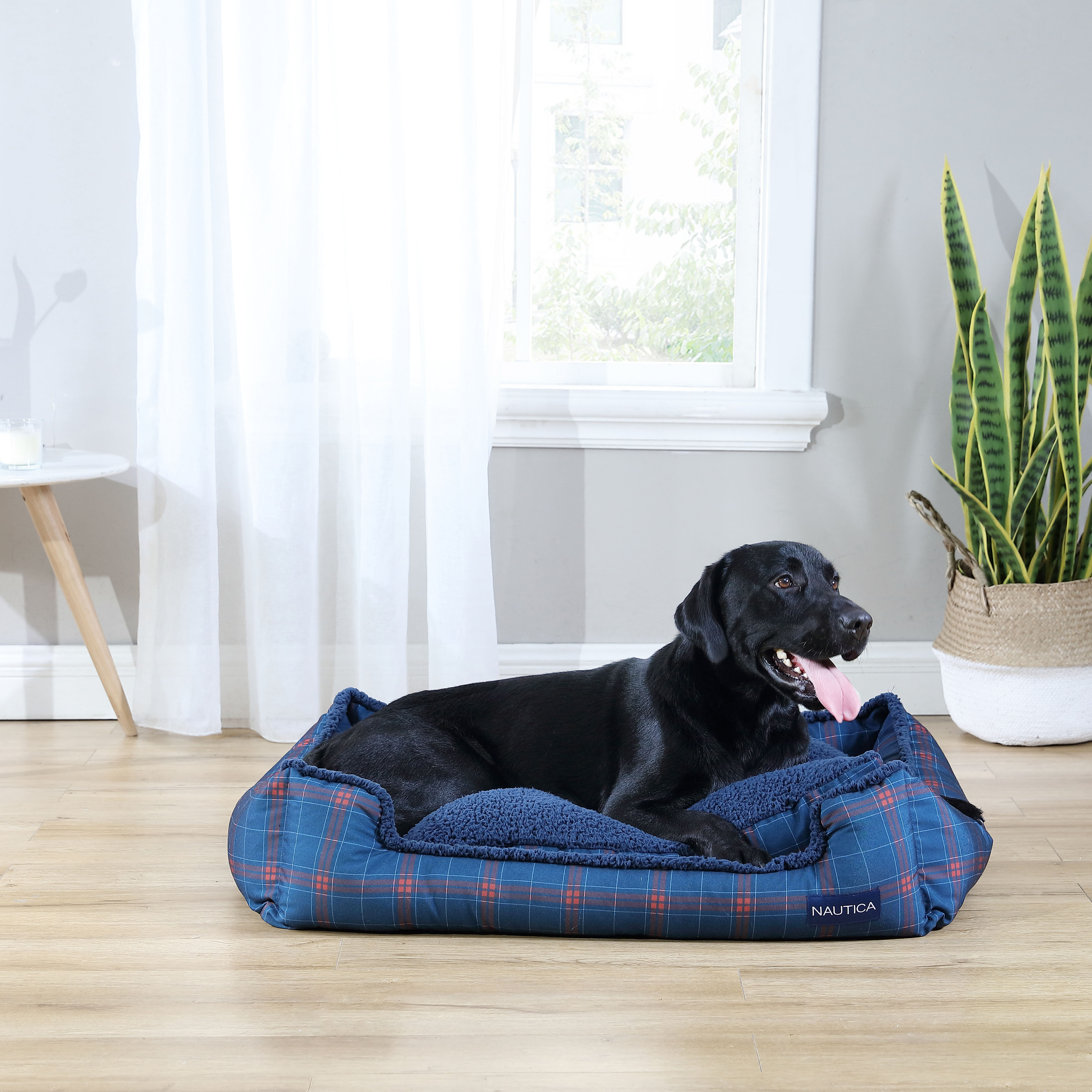 Plaid dog bed sale