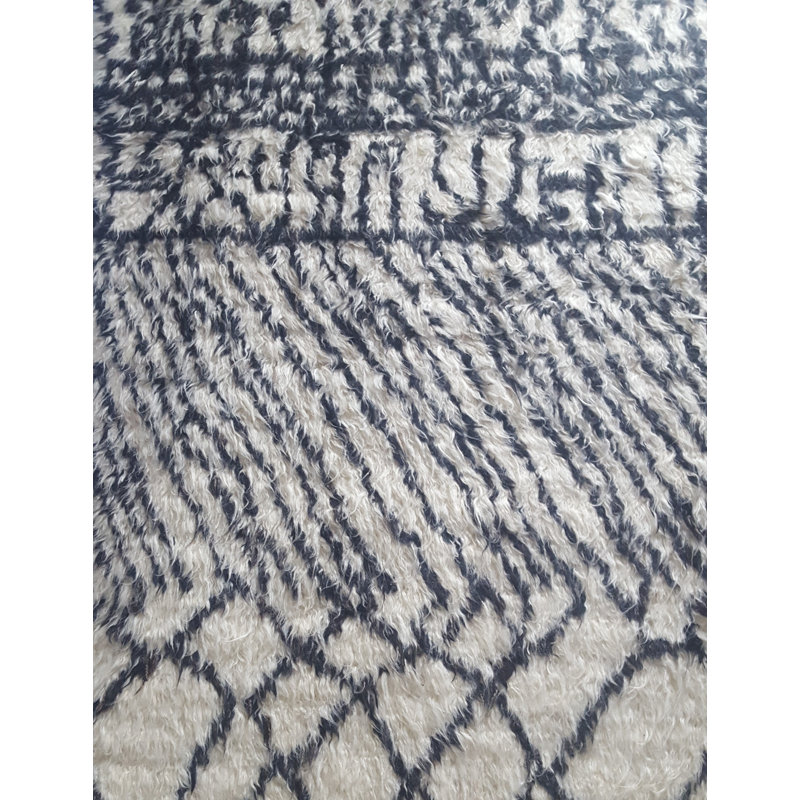 Moroccan Hand-Knotted Wool Navy/Beige Area Rug, Rectangle 8' x 10'