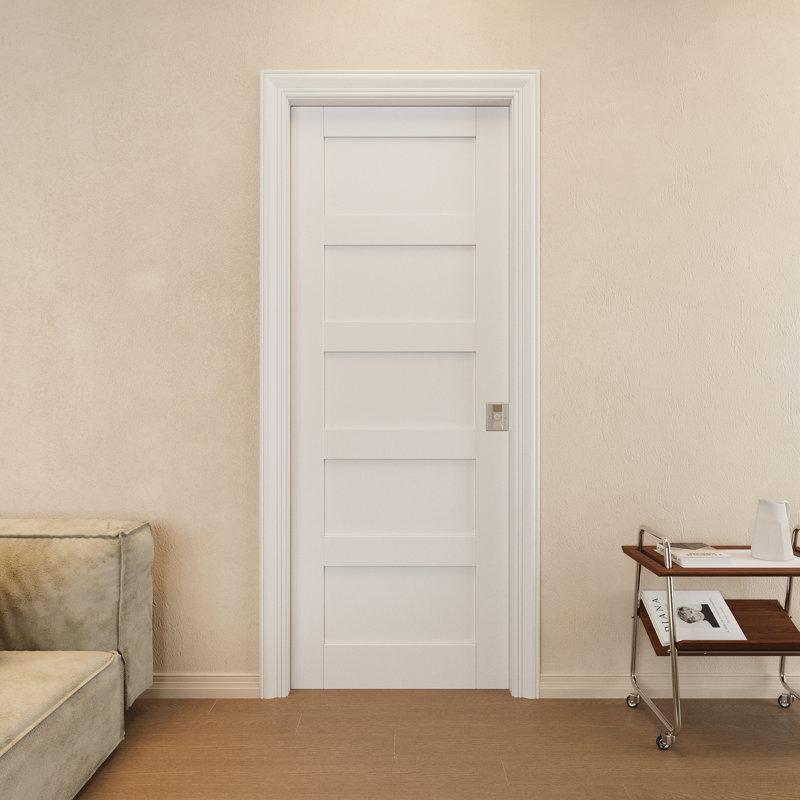 Porte de garde-robe coulissante intérieure à porte coulissante à 5 panneaux avec verrou d'intimité et fermeture en douceur