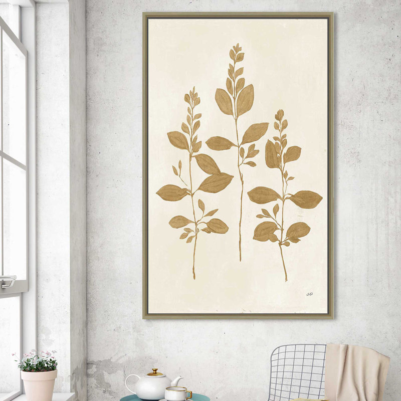 Botanical Study IV Gold Crop - Peinture, Cadre flottant champagne, H 63,5 po x l 39,5 po x P 2 po