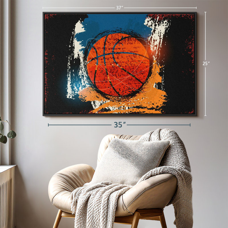 Impression sur toile Basketball Grunge, H 25 po x l 37 po