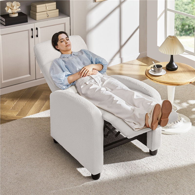 Manual-Push Back Recliner, White
