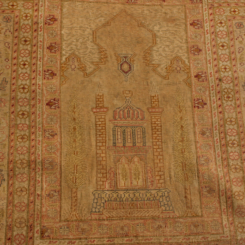 Wool Floral Area Rug in Beige