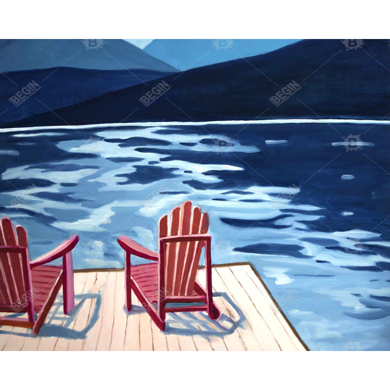Lake Dock Mountains Chairs - Toile encadrée, décoration intérieure
